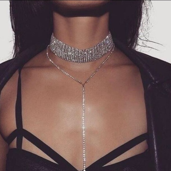 Jewelry - Stunning Diamond Choker with Drop Chain